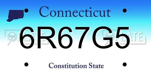 6R67G5 Connecticut License Plate