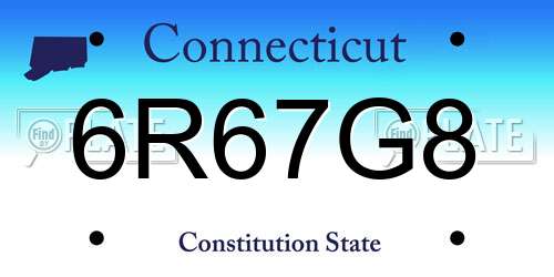 6R67G8 Connecticut License Plate