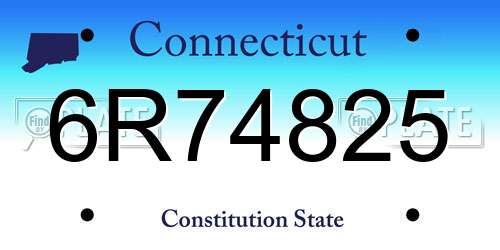 6R74825 Connecticut License Plate