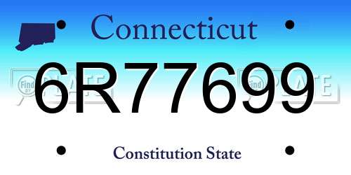 6R77699 Connecticut License Plate