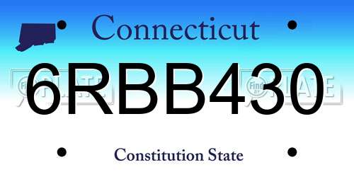 6RBB430 Connecticut License Plate
