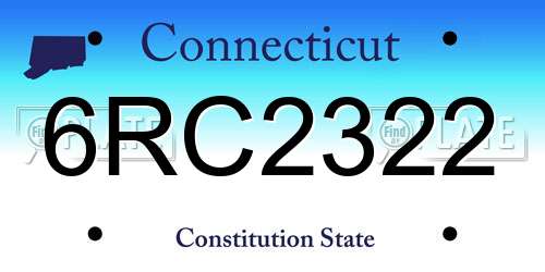 6RC2322 Connecticut License Plate