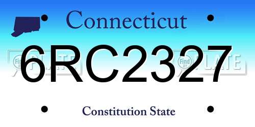 6RC2327 Connecticut License Plate