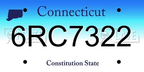 6RC7322 Connecticut License Plate