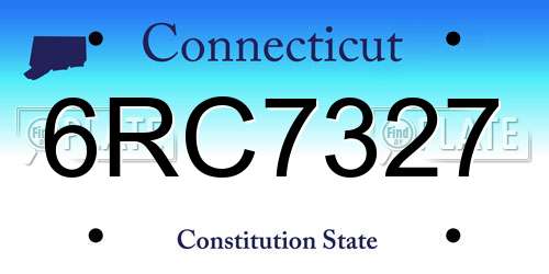 6RC7327 Connecticut License Plate