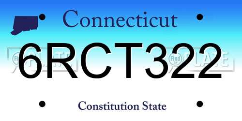 6RCT322 Connecticut License Plate