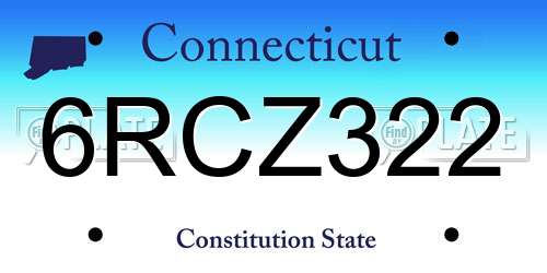 6RCZ322 Connecticut License Plate