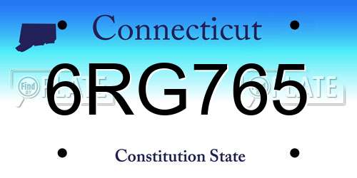 6RG765 Connecticut License Plate