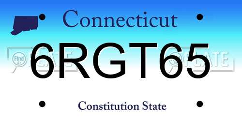 6RGT65 Connecticut License Plate