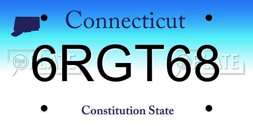 6RGT68 Connecticut License Plate