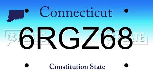 6RGZ68 Connecticut License Plate