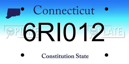 6RI012 Connecticut License Plate