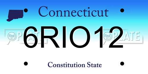 6RIO12 Connecticut License Plate