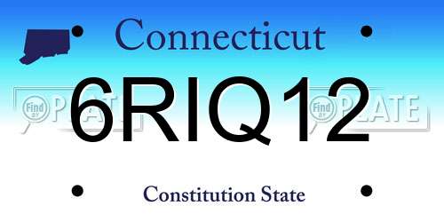 6RIQ12 Connecticut License Plate