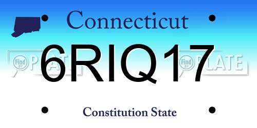 6RIQ17 Connecticut License Plate