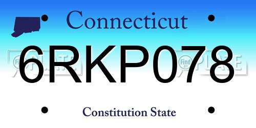 6RKP078 Connecticut License Plate