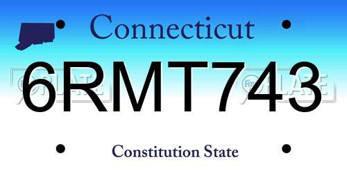 6RMT743 Connecticut License Plate