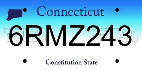 6RMZ243 Connecticut License Plate
