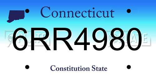 6RR4980 Connecticut License Plate