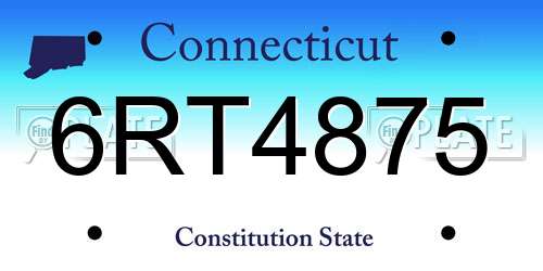 6RT4875 Connecticut License Plate