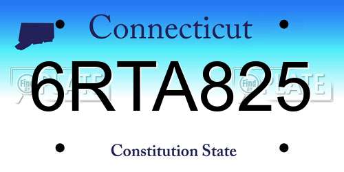 6RTA825 Connecticut License Plate
