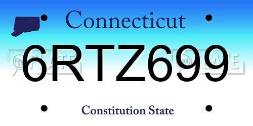6RTZ699 Connecticut License Plate