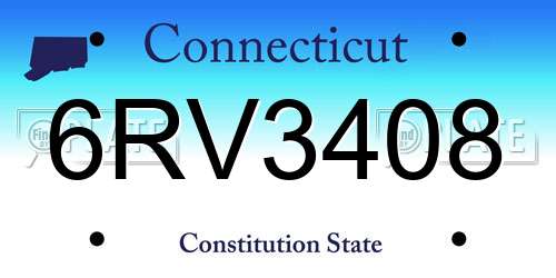 6RV3408 Connecticut License Plate