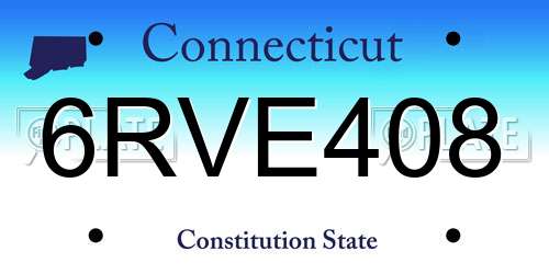 6RVE408 Connecticut License Plate