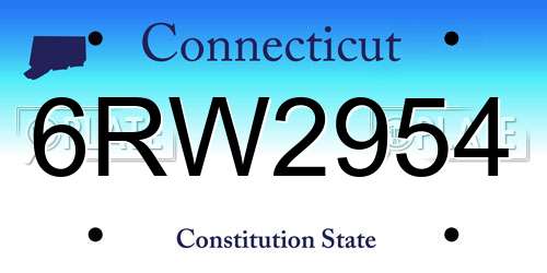 6RW2954 Connecticut License Plate