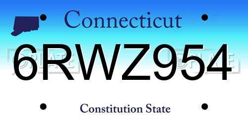 6RWZ954 Connecticut License Plate