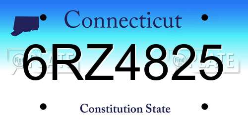 6RZ4825 Connecticut License Plate