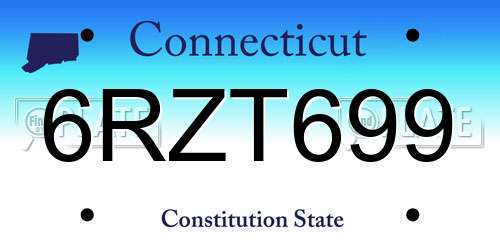 6RZT699 Connecticut License Plate