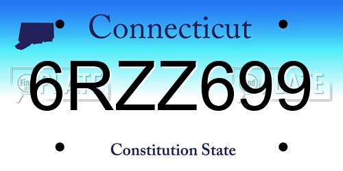6RZZ699 Connecticut License Plate
