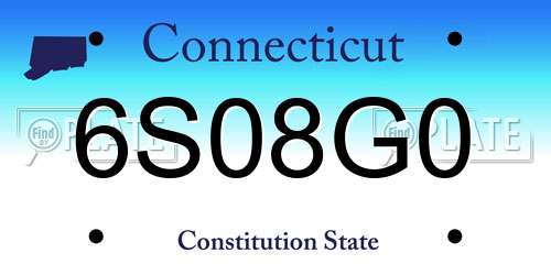 6S08G0 Connecticut License Plate
