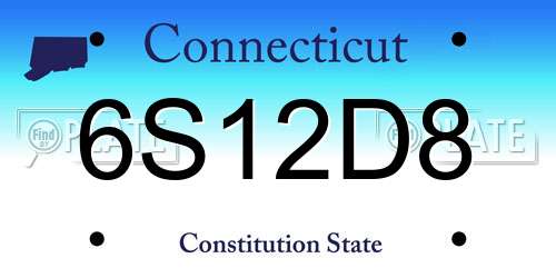 6S12D8 Connecticut License Plate