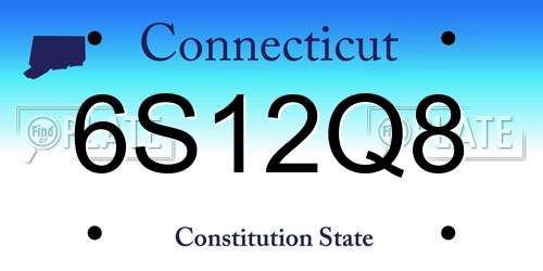 6S12Q8 Connecticut License Plate