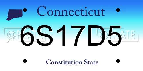 6S17D5 Connecticut License Plate