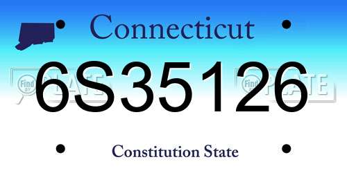 6S35126 Connecticut License Plate