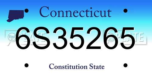 6S35265 Connecticut License Plate