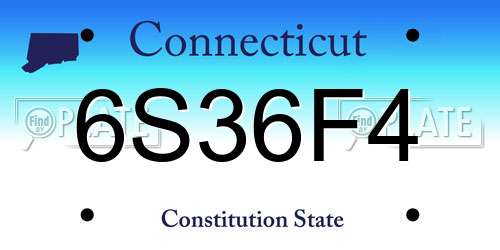 6S36F4 Connecticut License Plate