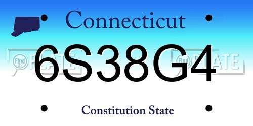 6S38G4 Connecticut License Plate
