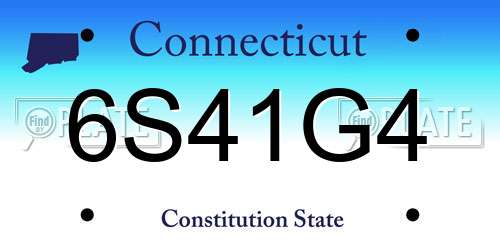 6S41G4 Connecticut License Plate