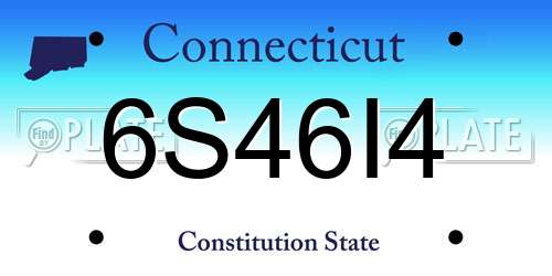 6S46I4 Connecticut License Plate