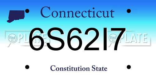 6S62I7 Connecticut License Plate