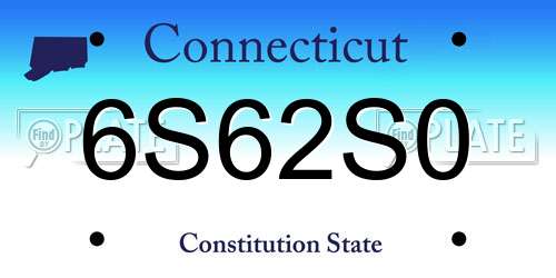 6S62S0 Connecticut License Plate