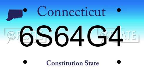 6S64G4 Connecticut License Plate