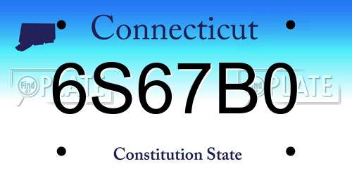 6S67B0 Connecticut License Plate