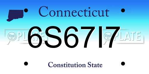 6S67I7 Connecticut License Plate