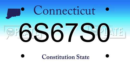 6S67S0 Connecticut License Plate