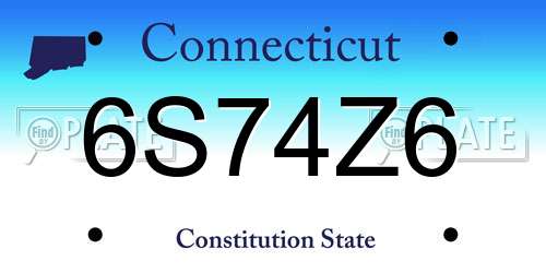 6S74Z6 Connecticut License Plate